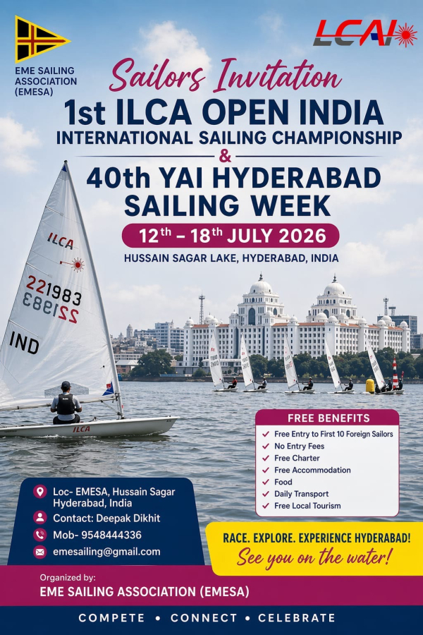 2026年印度第1屆ILCA國際公開賽暨YAI 第40屆海得拉巴帆船週 7/12-7/18 海得拉巴侯賽因薩格爾湖