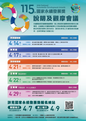 【轉知】行政院「115年國家永續發展獎」開放報名中